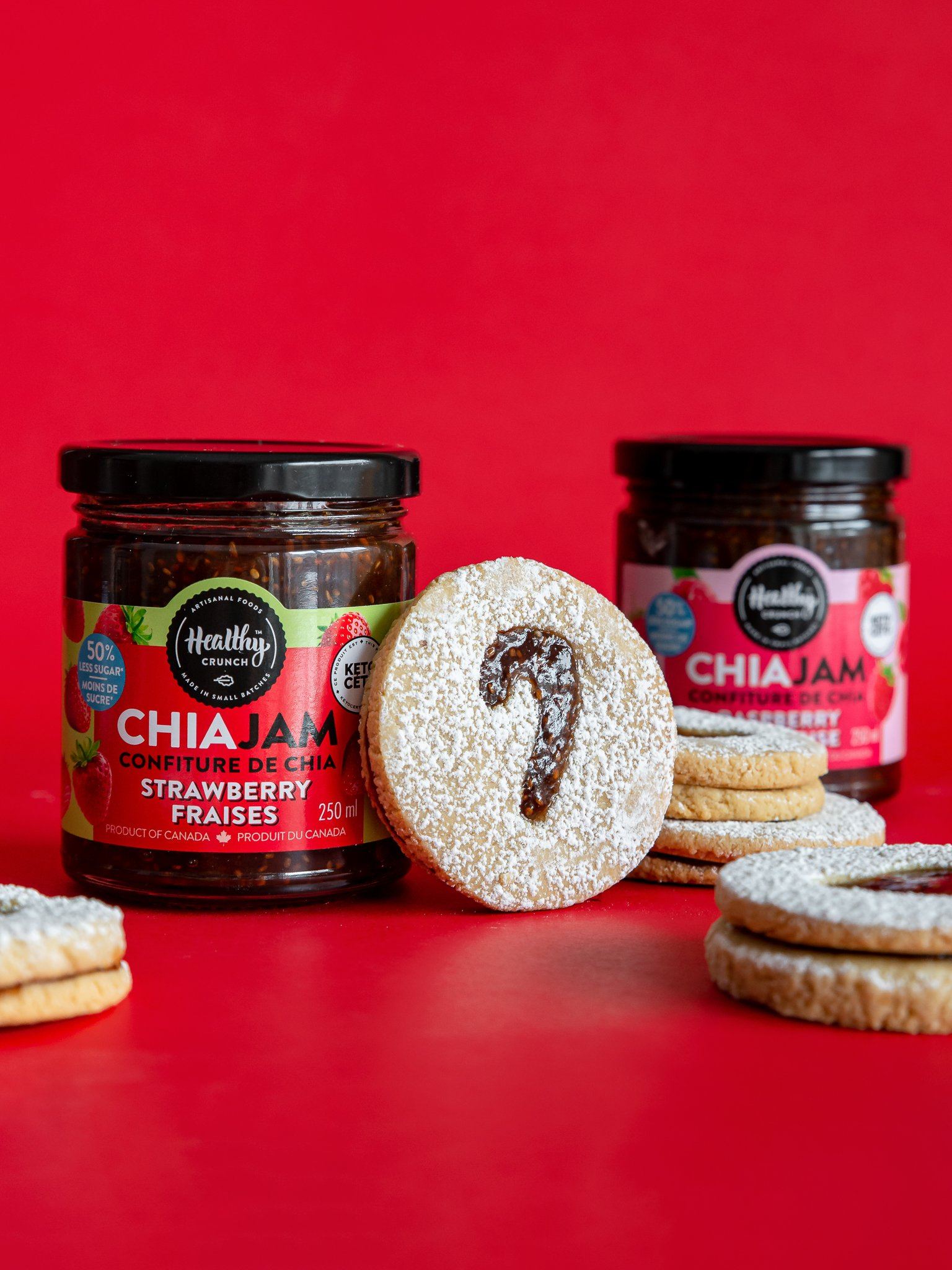 Chia Jam Christmas Cookies (Gluten-free, dairy-free, Vegan, Allergen-friendly)