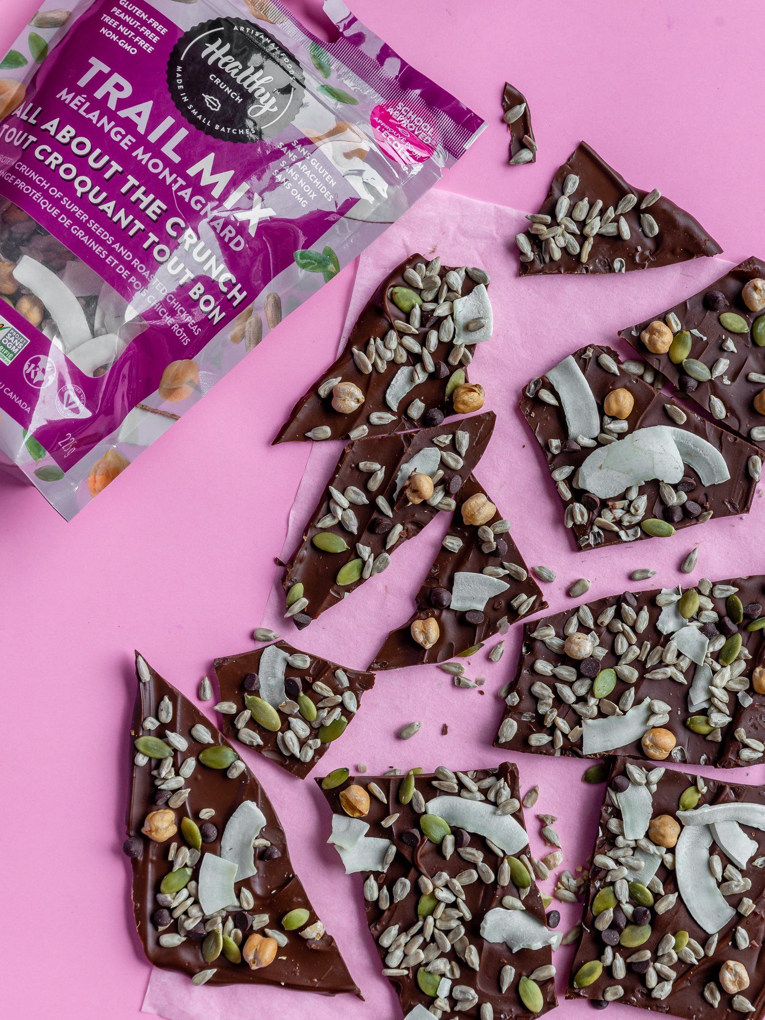 Two-Ingredient Dark Chocolate Trail Mix Bark (Vegan, Dairy-free